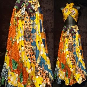 Ruffled long skirt with matching halter.